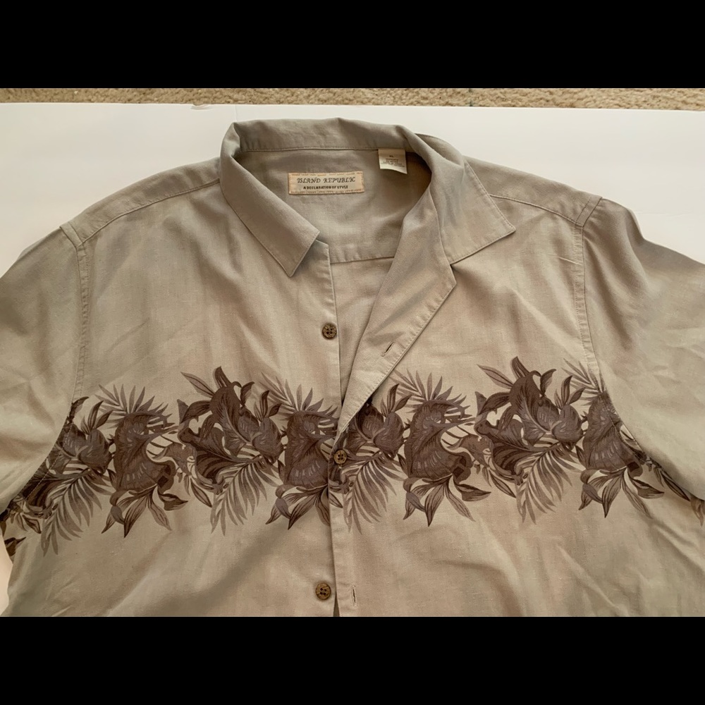 Island Republic 100% Silk Button Down Shirt